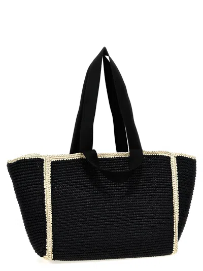 Shop Marni Macramé Shopping Bag Tote Bag White/black