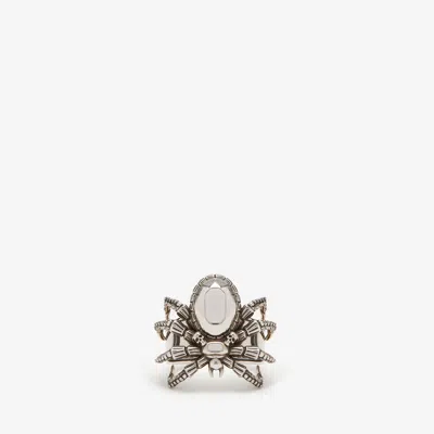 Shop Alexander Mcqueen Spider Ring In Antique Silver