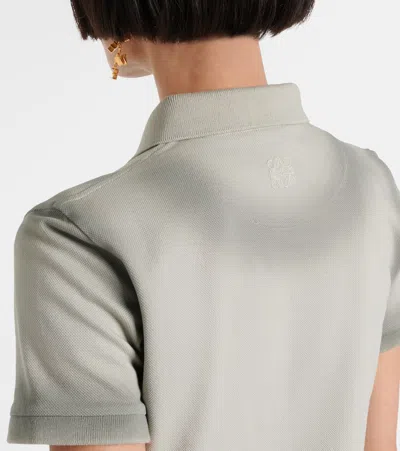 Shop Loewe Cotton Piqué Polo Shirt In Grau