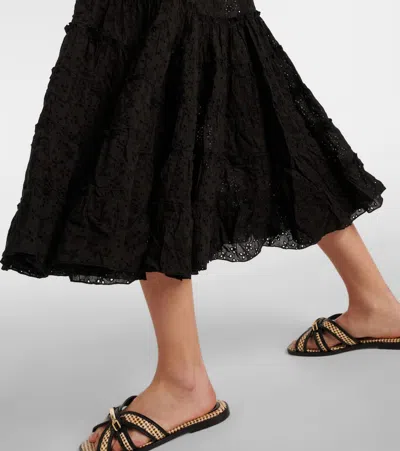 Poupette St Barth Midikleid Soledad Aus Baumwolle In Schwarz
