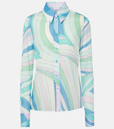Shop Pucci Iride Cotton Shirt In Multicolor