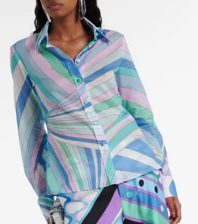 Shop Pucci Iride Cotton Shirt In Multicolor