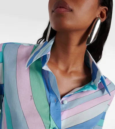 Shop Pucci Iride Cotton Shirt In Multicolor