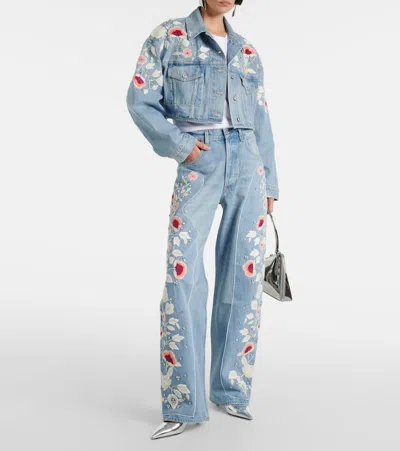 Citizen Of Humanity Lena Embroidered Denim Jacket In Blau