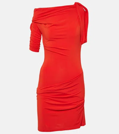 Shop Jacquemus La Mini Robe Drapeado Jersey Minidress In Orange