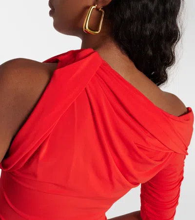 Jacquemus Draped One Shoulder Mini Dress In Orange