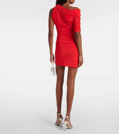 Jacquemus Draped One Shoulder Mini Dress In Orange