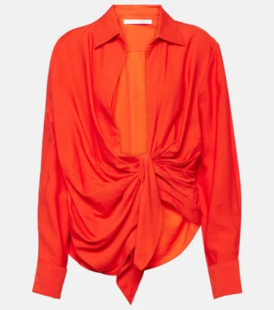 Shop Jacquemus La Chemise Bahia Gathered Shirt In Orange