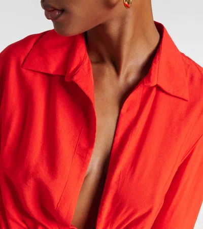 Shop Jacquemus La Chemise Bahia Gathered Shirt In Orange