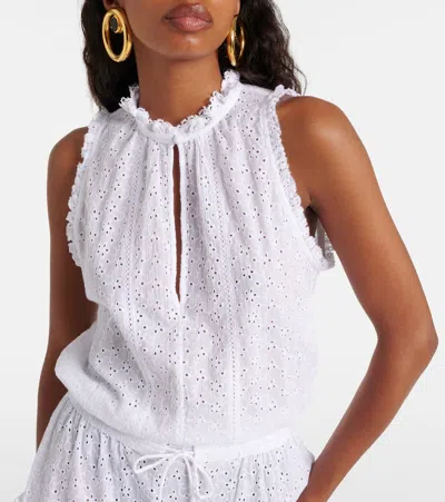 Shop Poupette St Barth Clara Tiered Cotton Minidress In Weiss