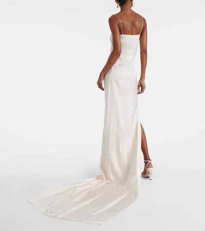 Shop Jacquemus La Robe Noiva Satin Gown In Weiss