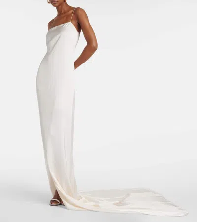 Shop Jacquemus La Robe Noiva Satin Gown In Weiss