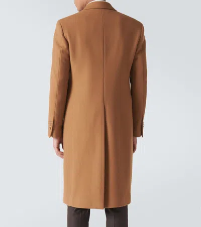 Shop Lardini Double-breasted Wool-blend Overcoat In Braun