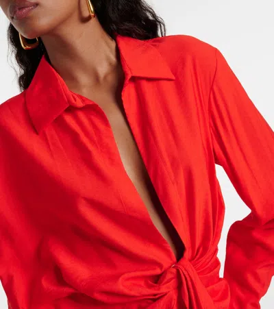 Shop Jacquemus La Robe Bahia Draped Shirt Dress In Orange