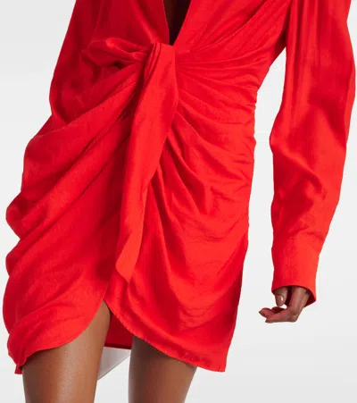 Shop Jacquemus La Robe Bahia Draped Shirt Dress In Orange