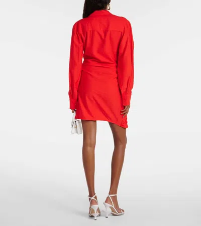 Shop Jacquemus La Robe Bahia Draped Shirt Dress In Orange