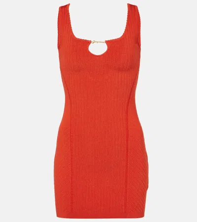 Shop Jacquemus La Mini Robe Sierra Ribbed-knit Minidress In Orange