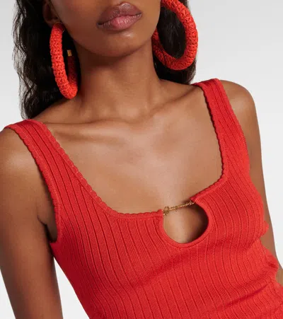 Shop Jacquemus La Mini Robe Sierra Ribbed-knit Minidress In Orange