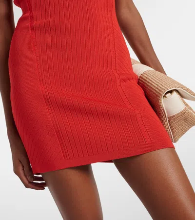 Shop Jacquemus La Mini Robe Sierra Ribbed-knit Minidress In Orange