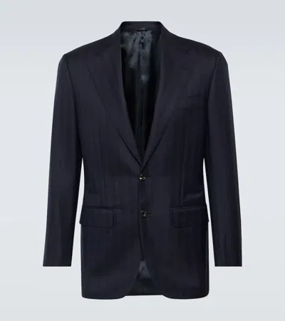 Shop Thom Sweeney Wool Suit Jacket In Blau