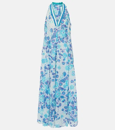 Poupette St Barth Midikleid Aus Baumwolle In Blau