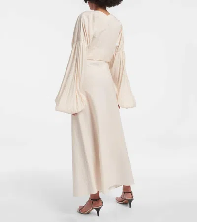 Shop Khaite Mauva Silk And Cotton Organza Maxi Skirt In Beige