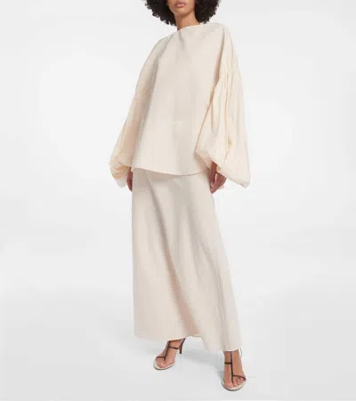 Shop Khaite Mauva Silk And Cotton Organza Maxi Skirt In Beige