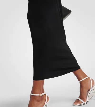 Jacquemus Asymmetric Neck Twist Midi Dress With Ruched Detailing In Schwarz