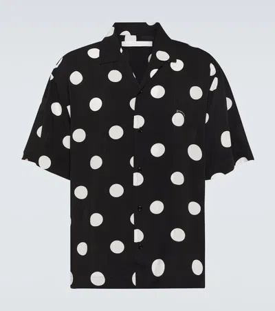 Shop Jacquemus La Chemise Jean Polka-dot Bowling Shirt In Schwarz