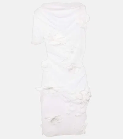 Shop Jacquemus La Mini Robe Bocciolo Silk-blend Minidress In Weiss