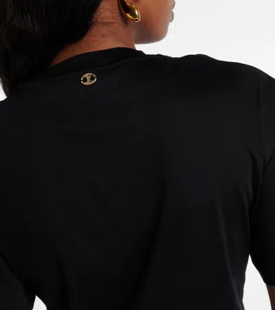 Rabanne Womens Black Ring-embellished Cropped Cotton-jersey T-shirt In Schwarz