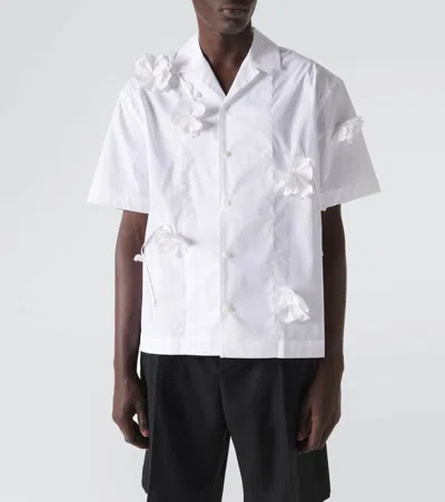 Shop Jacquemus La Chemise Jean Cotton-blend Bowling Shirt In Weiss