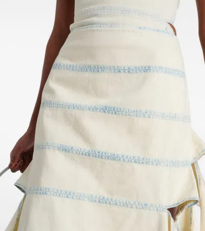 Shop Y/project Bug Asymmetric Denim Midi Skirt In Weiss