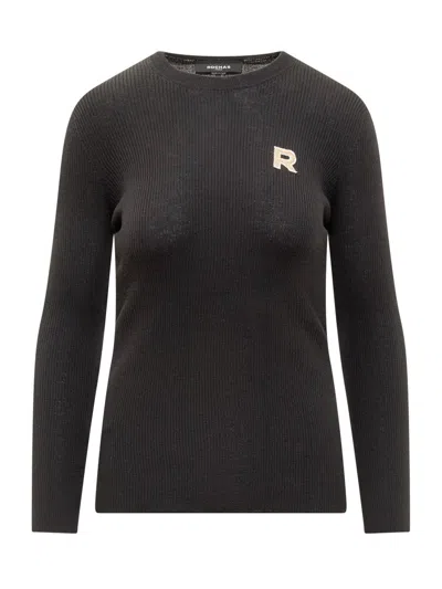 Shop Rochas Logo Patch Ribbed In Black