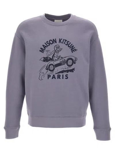 Shop Maison Kitsuné Racing Fox Sweatshirt Light Blue