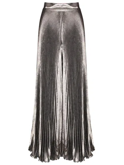 Shop Max Mara Pleated Metallic Effect Trousers In Silver