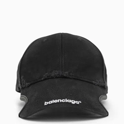 Shop Balenciaga Black Baseball Cap With Logo Men