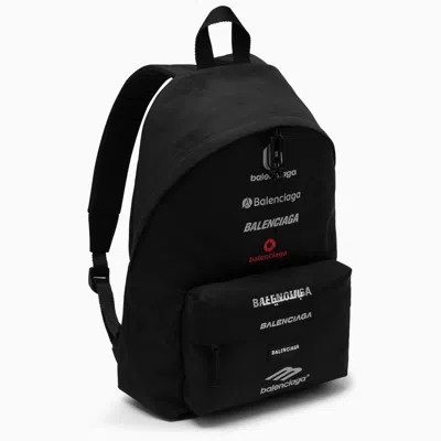 Shop Balenciaga Black Recycled Nylon Explorer Backpack With Logos Women