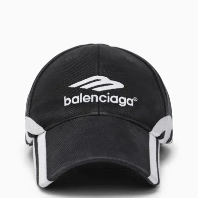 Shop Balenciaga Black Washed Out Baseball Cap With Logo Men