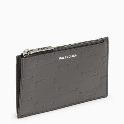 Shop Balenciaga Grey Leather Card Case Men In Gray