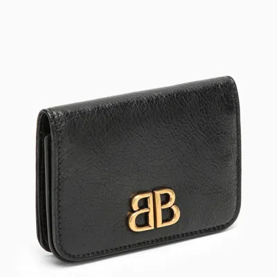 Shop Balenciaga Monaco Black Leather Card Case With Logo Women