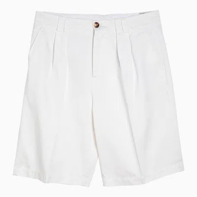 Shop Brunello Cucinelli White Cotton Bermuda Shorts Men