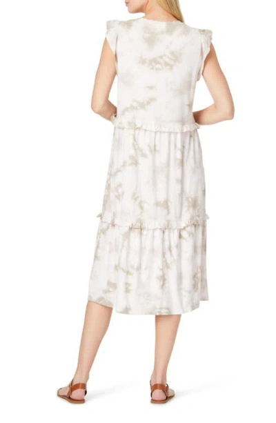 Shop C&c California Jada Tiered Ruffle Midi Dress In Sand Tie Dye