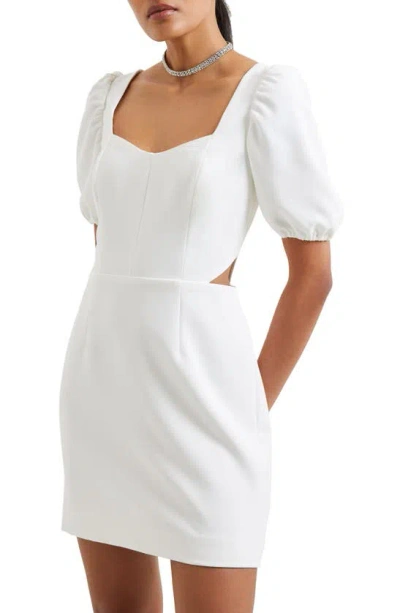 Shop French Connection Whisper Sweetheart Puff Sleeve Dress In Summer White