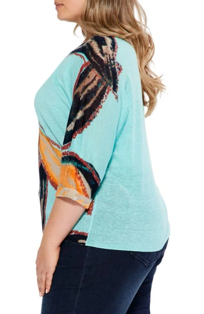 Shop Nic + Zoe Grove Linen Blend Sweater In Aqua Multi