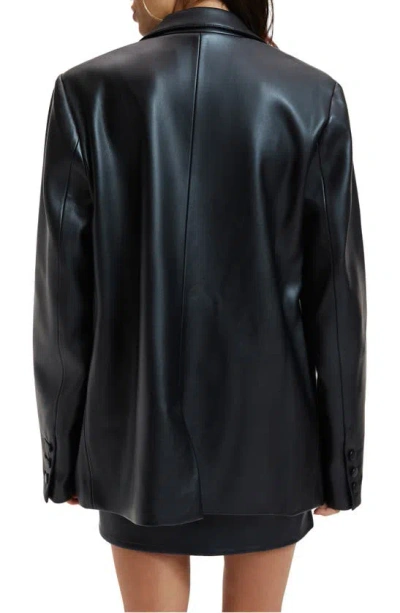 Shop Good American Better Than Leather Faux Leather Blazer In Black001