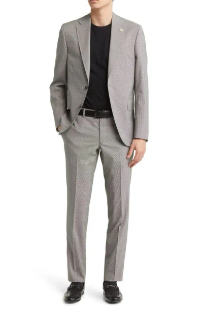 Ted Baker Robbie Extra Slim Fit Houndstooth Wool Suit In Black/white