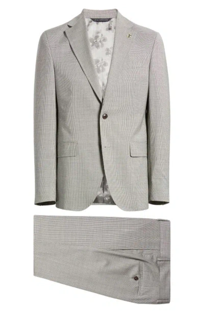 Ted Baker Robbie Extra Slim Fit Houndstooth Wool Suit In Black/white