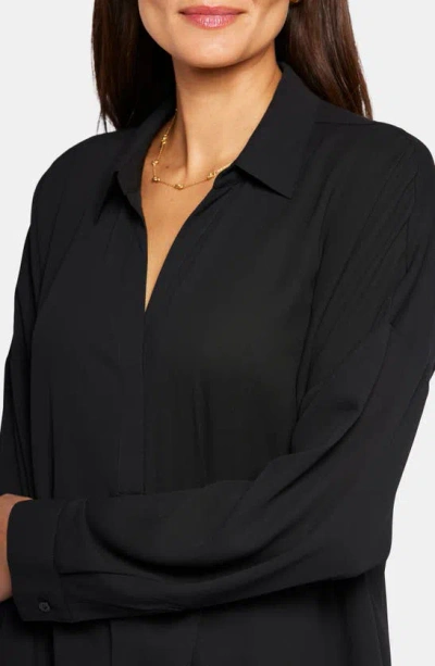 Shop Nydj Becky Recycled Polyester Georgette Blouse In Black