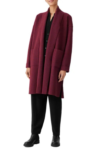 Shop Eileen Fisher Shawl Collar Wool Coat In Red Cedar